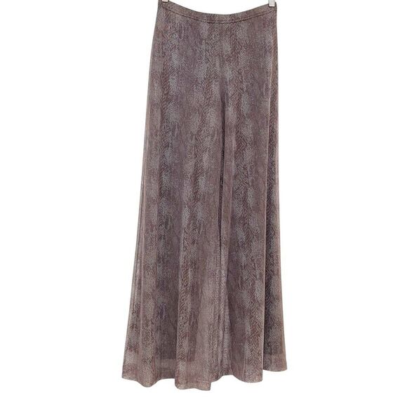 Cache Pants - Cache Snake Print Lined mesh Sheer Flowy Palazzo Purple Taupe Wide Leg Pants M